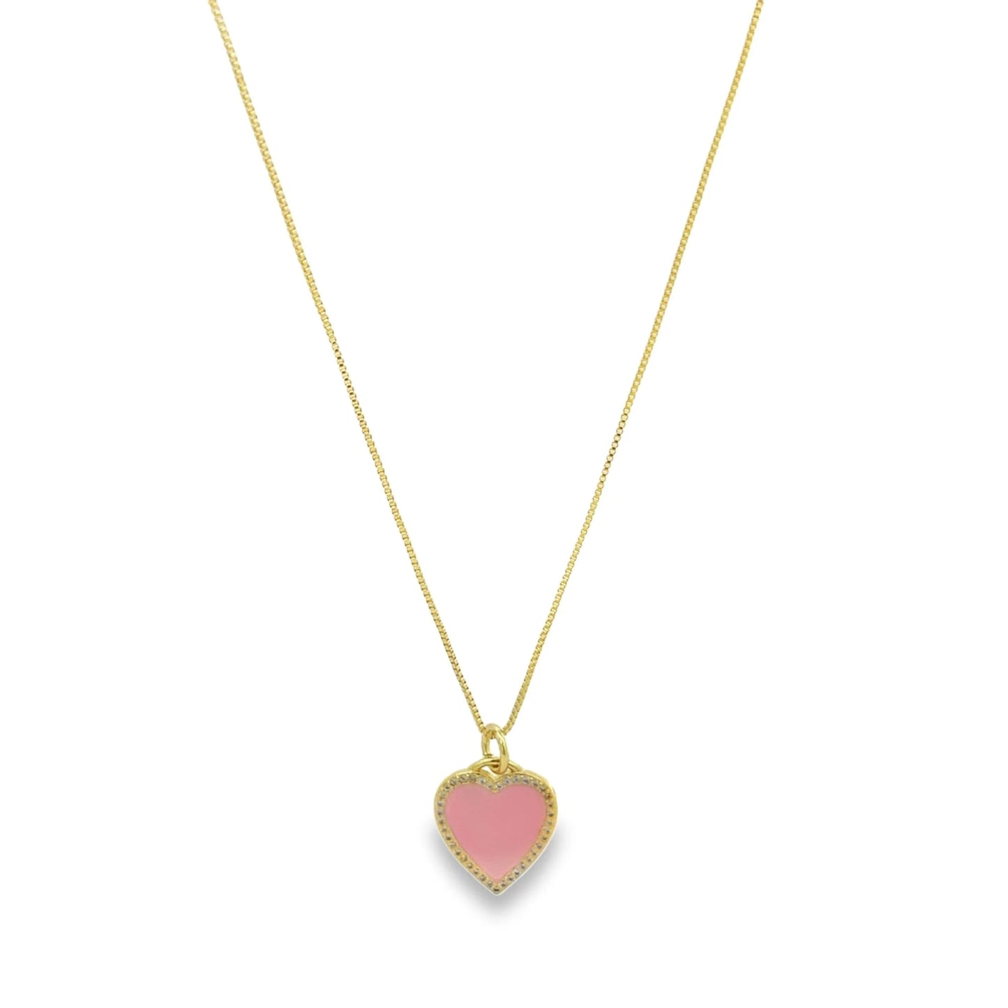 Heart Pink Necklace - 18k Gold Filled