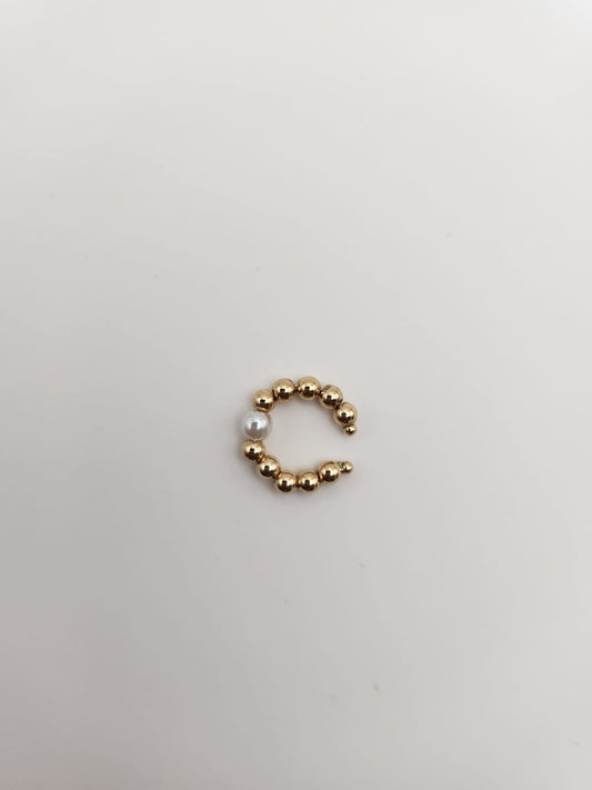 Pearl & Gold Beads Ear Cuff - 18k Gold Filled