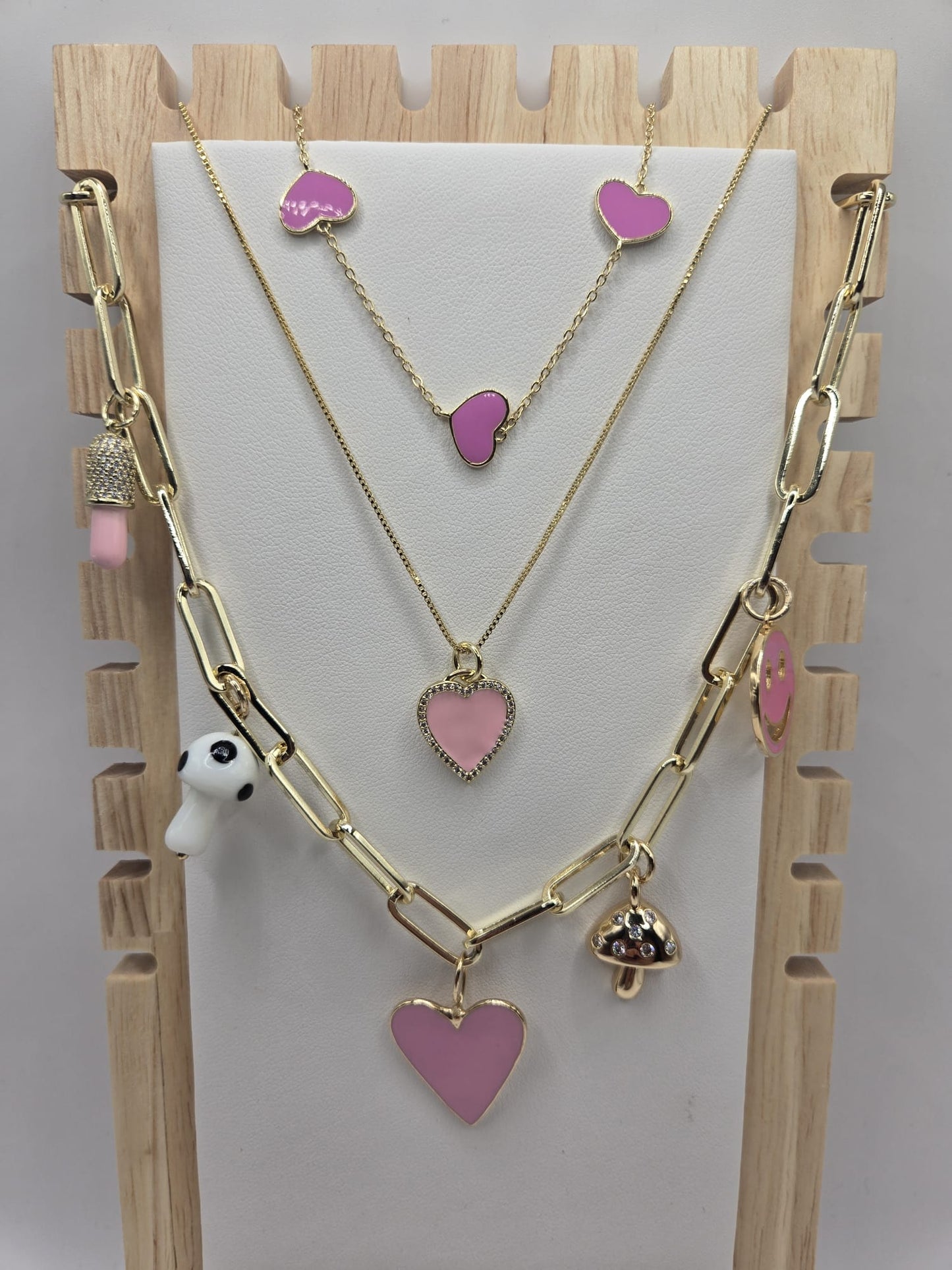Heart Pink Necklace - 18k Gold Filled